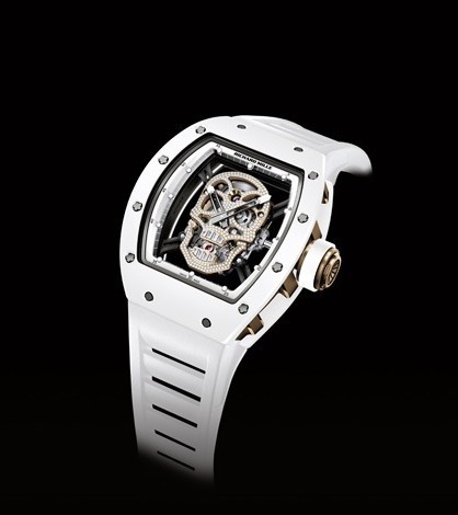 理查德·米勒(Richard Mille)2013 RM 52-01颅骨系列陶瓷纳米陀飞轮限量白色腕表（图）