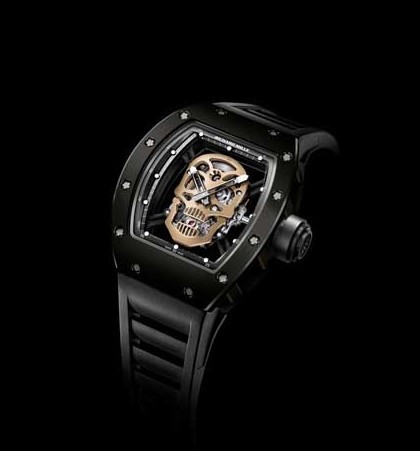 理查德·米勒(Richard Mille)2013 RM 52-01颅骨系列陶瓷纳米陀飞轮黑色腕表（图）